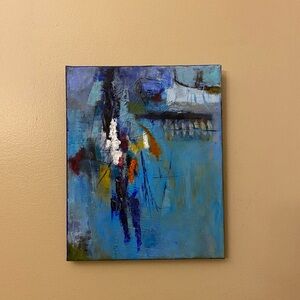 Original Abstract Blue Canvas Art